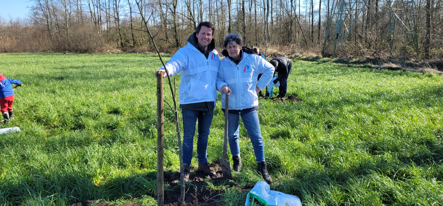 Amersfoort2014 en PvdD planten bomen in de Melksteeg